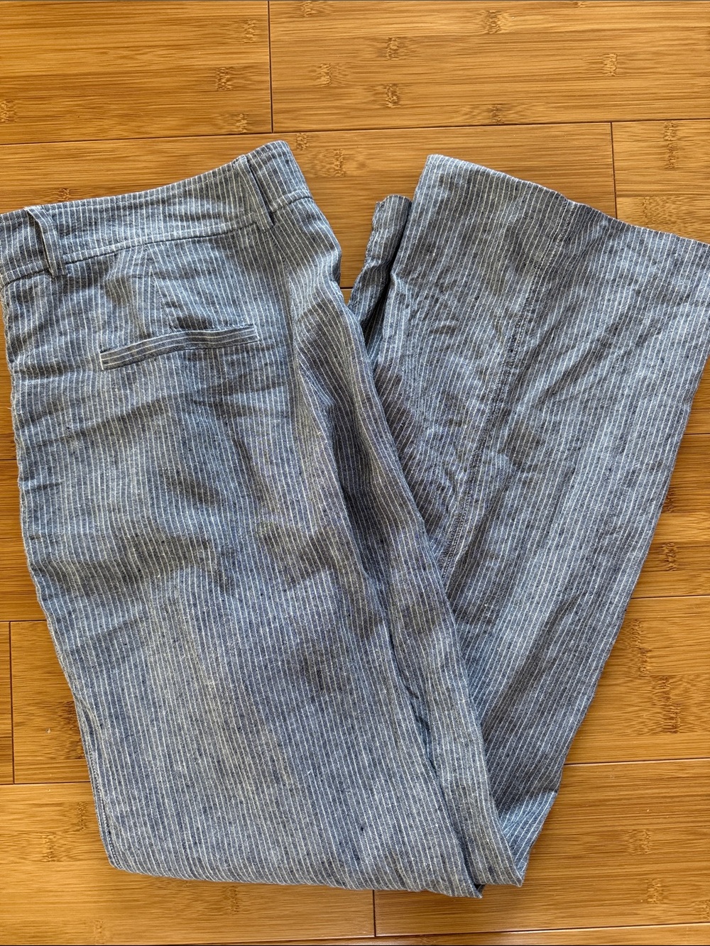 Women’s Blue Pinstripe Linen Pants